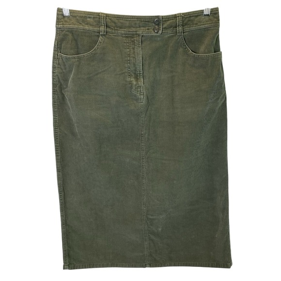 Eddie Bauer Dresses & Skirts - Eddie Bauer Corduroy A-Line Midi Skirt Womens 12 Green Preppy‎ Gorpcore Classic